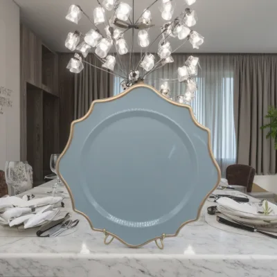 Nordic Luxury Plastic 13inch Modern Solid Charger Plate for Hotel Wedding Restaurant