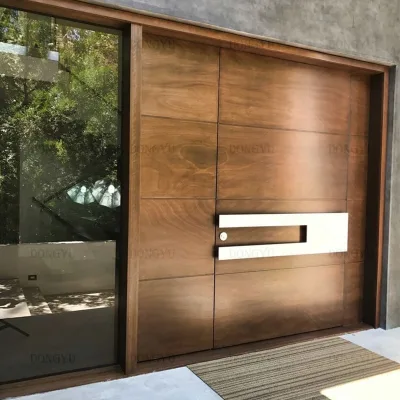 New Waterproof Design Wooden Front Entry Main Entrance American Black Solid Wood Door Entry Modern Security Exterior Pivot Doors