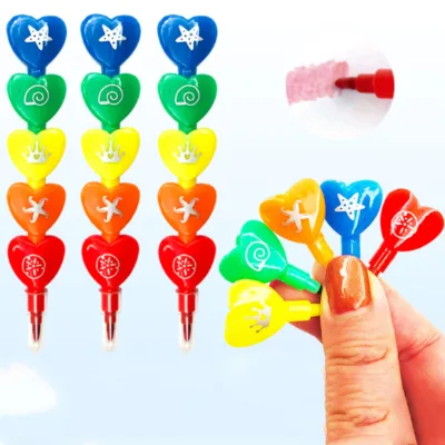 Wholesale Creative Love Heart Shaped Crayons Replaceable Graffiti Crayons for Children