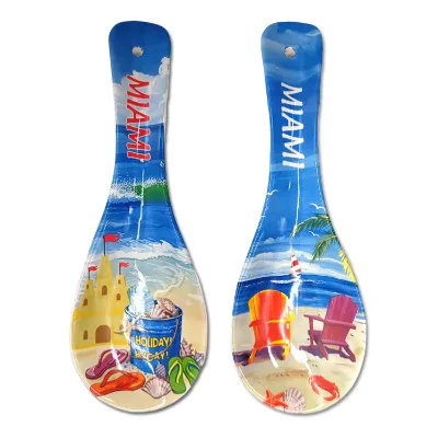 Custom Logo Personalized Beach Design Miami Souvenir Ceramic Spoon Rest Spoon Holder Ceramic Spoon