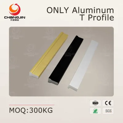 T Handle Pull Profile Aluminum Profile OEM Custom Length Brushed Gold Anodized T Pull Profile for Minimalist Interior