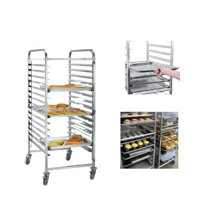 Mobile Food Cart Baking Trolley Kitchen Stainless Steel Baking Bread Trolley