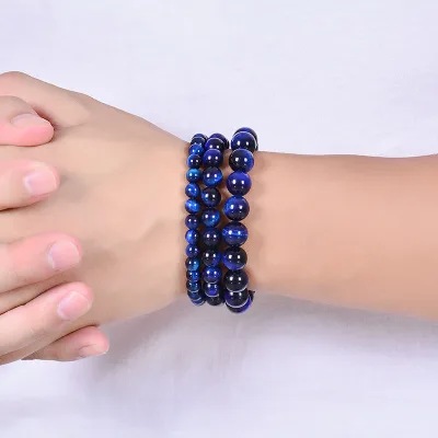 Natural Crystal Blue Tiger Eye Eagle Eye Cat's Eye Bracelet 6/8/10mm Diy Fashion Bangle For Jewelry Making