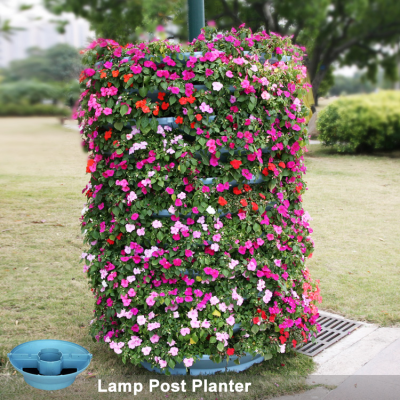 PP Vertical Garden Planters for Lamp Post Green