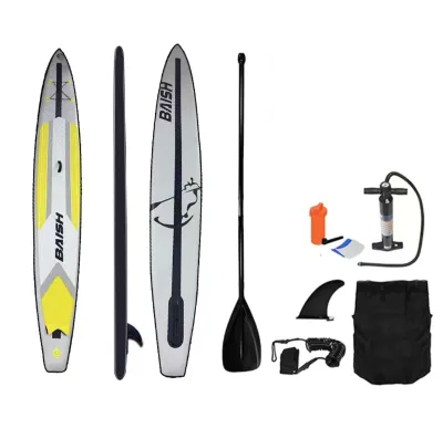 Yellow Racing Paddleboard Surfboard Drop Stitch Material Inflatable SUP Board Easy to Use Inflatable Paddleboard