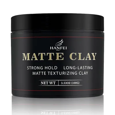 OEM Private Label Hanfei Matte Texturizing Clay 100g Strong Hold Long Lasting Matte Finish Men Hair Styling Clay Cream