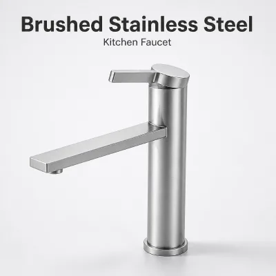 JIKU 304 Stainless Steel Modern Minimalist Deck-Mounted Single-Handle Hot/Cold Mixer Faucet Ceramic Valve Core Brushed Home