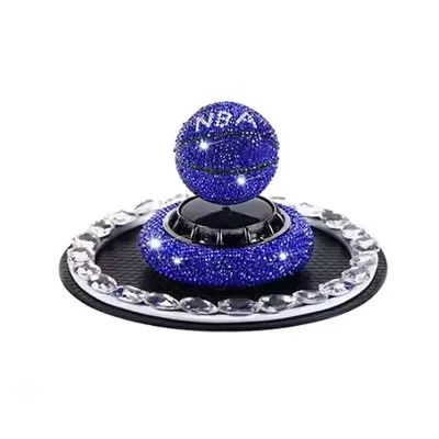 Free Shipping Dashboard Ornament Rotate Perfume Diffuser Rhinestone Diamond Crystal Solar Spin Basketball Car Air Freshener