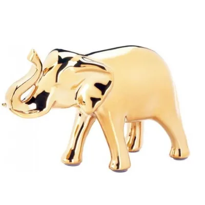 ceramic animal figurines Gold Elephant Small Figurine, Yellow