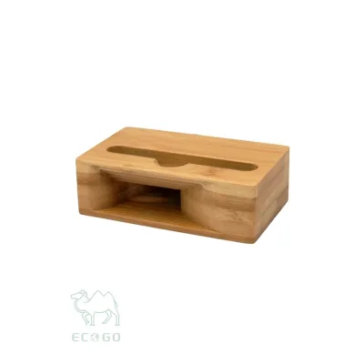 Natural Bamboo Phone Stand with Base Wooden Desktop Cell Phone Holder for Desk