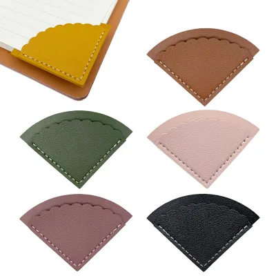 Handmade Leather Corner Bookmark Fashionable Portable Fan-Shaped Page Bookmarks for Women Kids for Sewing Household Sundries