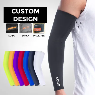 Football Volleyball Cycling Elastic Quick Dry Compression Lightweight Sun UV Protective Summer Elbow Support Brace Arm Sleeves
