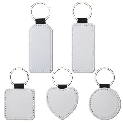 Sublimation Blanks PU Leather Keychain With Round Shape Single/Double Sublimation Keychain Small Decoration Ornaments
