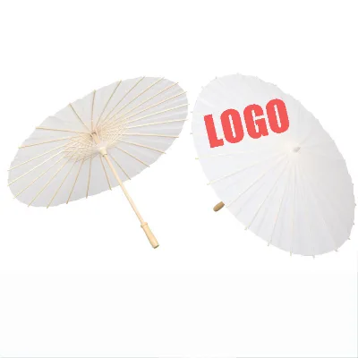 Custom Logo Handmade White Paper Parasol Vintage DIY Painting Paper Umbrella Wholesale Decorative Parasol for Wedding Party