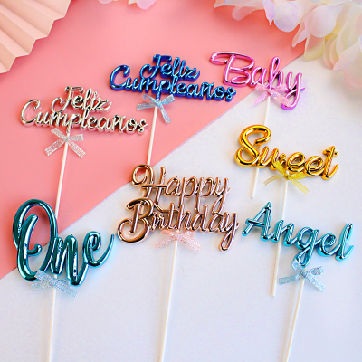 Cake Toppers Decoration Birthday Card Spanish Happy Birthday Baby/one/sweet Angel