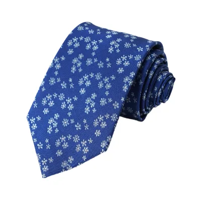 New Gentleman Silk Tie Blue Floral Pattern Jacquard Woven 8cm Standard Commuter Men's Tie Small Batch High-end Tie