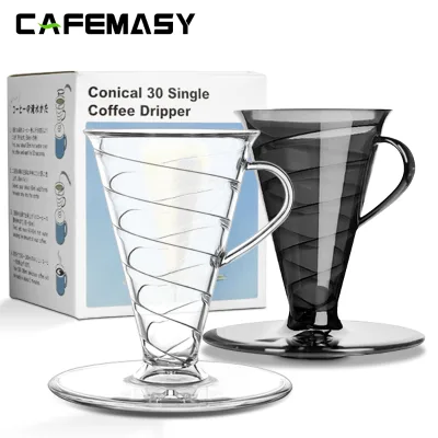 Cafemasy Reusable Plastic Coffee Dripper-Portable & Eco-Friendly Tools Conical 30 Single Coffee Dripper 1-2Cups