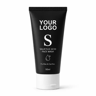 Private Label Salicylic Acid Facial Cleanser Custom Logo 50g Black Tube Facial Cleanser Clarify Refresh Face Skin Care Makeup