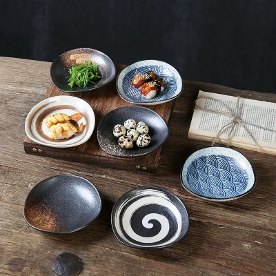 Japanese Dinnerware Set Irregular Rice Plate for Sushi Sashimi Hot Pot Sauce Grilled Meat-Elegant and Functional Design