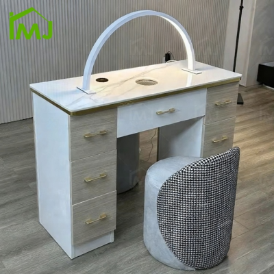 Professional Studio Salon Desk Wood Manicure Light Nail Table With Dust Collector