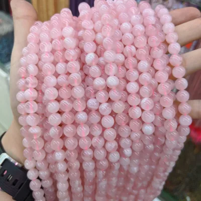 Natural Pink Madagascar Rose Quartz Stone Beads Round Loose Healing Energy Pink Quartz Gemstone Beads for Jewelry Making DIY