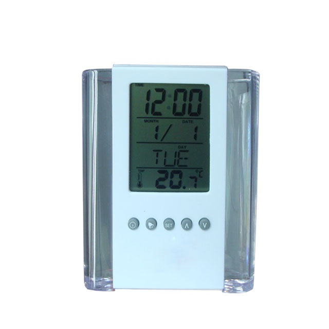 Digital Transparent Lcd Alarm Clock Pen Holder Digital Clock