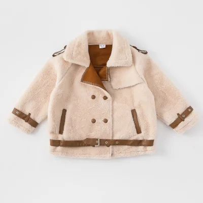 Girls' Plush Coat Autumn Winter New Medium Large Children's Fur Integrated Particle Velvet Children's Clothing Plush Coat