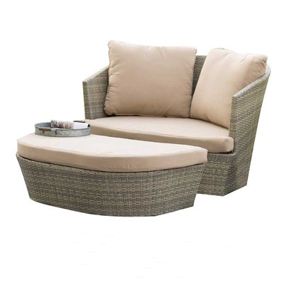 Y441N Lazy Sun Lounger Rattan Outdoor Garden Patio Terrace Tea Table Reading Leisure Relax Recliner Sofa Chair Cushion Hotel