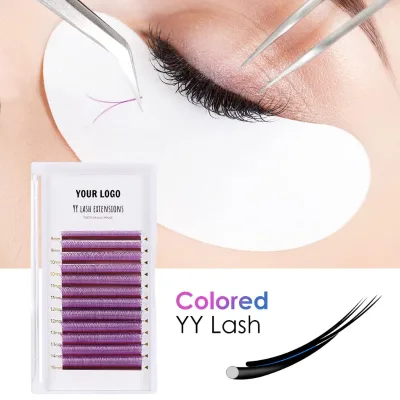 Private Label Colored Lash Extensions YY Shaped Premade Fans Easy Application Eyelashes