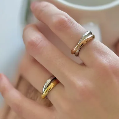 Minimalist Stainless Steel Two Tone Finger Ring Mirror Polished Couple Rings Daily Wearing Fashion Jewelry