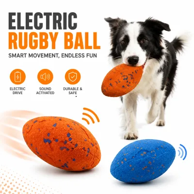 Smart Electric Dog Toy Ball Automatic Rolling ETPU Rugby for Aggressive Chewers Interactive Pet Toy for Boredom Relief