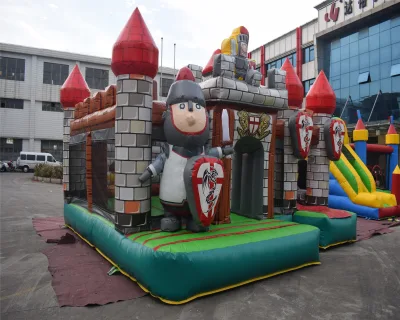 Outdoor inflatable soldier jumping castle with slide warrior bouncer trampoline for sale