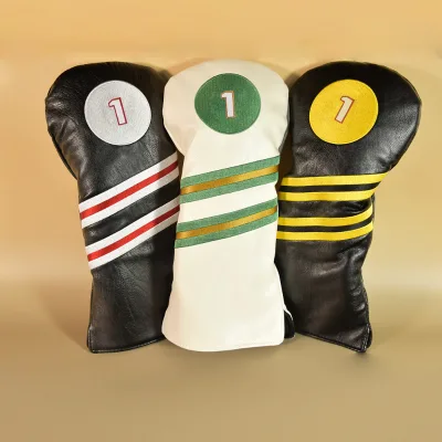 Wholesale NAER LONG Custom Embroidery Waterproof High Quality Cartoon Style PU Leather Golf Head Covers Elastic-Band Closure for