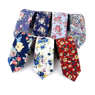 Wholesale Skinny Cheap Cotton Printed  Floral Necktie From Zhejiang