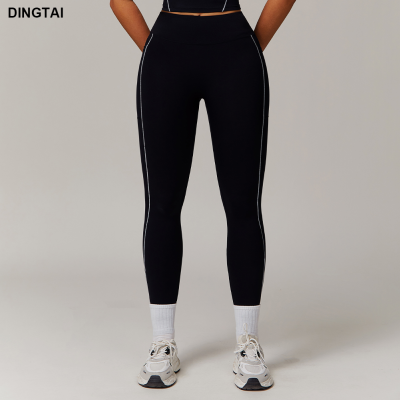 Dingtai Breathable Seamless Yoga Pants for Women High Waist Color Block Sports Leggings Pockets Long Tights for Plus Size
