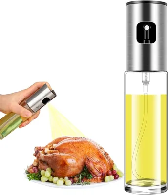 Wholesale 260ml Glass Kitchen Oil Sprayer Transparent Pressed Metal Oil Bottle with Hanging Feature Wholesale Oil Spray Bottle