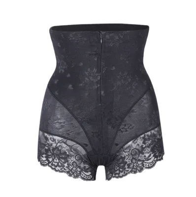 Lace Bodysuit Girdle Shapewear for Women Firm Control Woven Fabric with Belly Zipper Tight Underwear