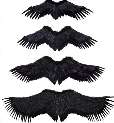 Large Feather Angel Wings Women Teen Cosplay Fairy Halloween Christmas Back to School Costume Dress Decoration Black White L