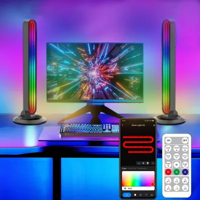 2-Pack Modern RGB Ambient Gaming Light Smart Control LED Music Light with Remote Control Colorful Gaming Decoration