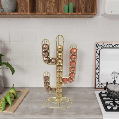 Multifunction Portable Iron Metal Storage & Organizer Coffee Pod Rack & Dinnerware Stand Type Standing Type