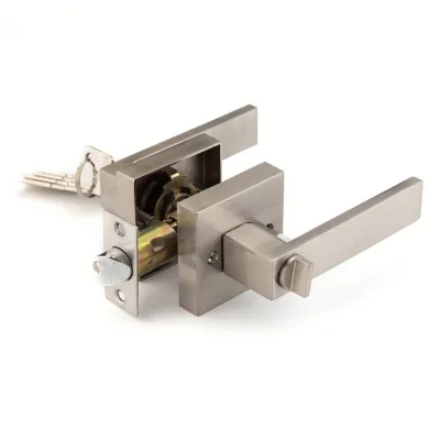 New Design Zinc Alloy Zinc Plated Sliding Door Handle Lock Set with Keyless 3 Keys ANSI Grade 1 Security for Wooden Doors