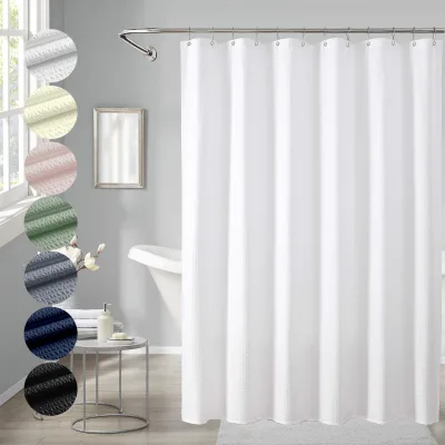 New Arrival Yarn Dye Shower Curtain Set for Bathroom Textured Shower Curtains