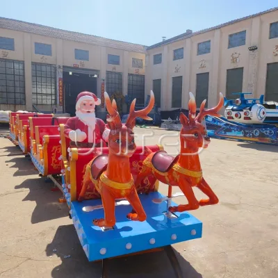 Christmas-themed Electric Track Train Amusement Ride Customizable FRP Theme Park Ride for Commercial Venues Customized