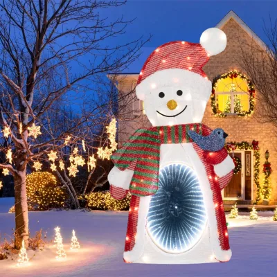 Hot Selling 3d LED Snowman Mirror Motif Light Lighted Sculpture for Christmas Outdoor Decor