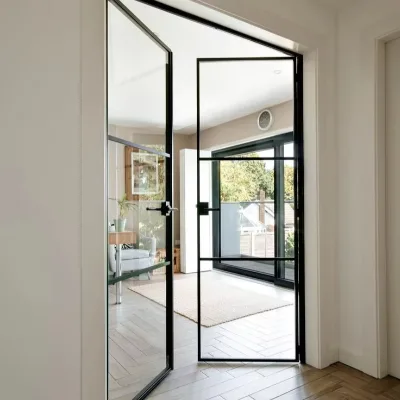 Modern French Design Fixed Window Steel Frame Iron Louver Curtain Steel Frame Soundproof Open Style Vertical Opening