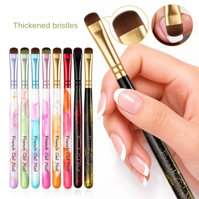 Logo Oem High Quality Nail Brush Crimped French Brushes French Gel Nail Art Brush for Manicure Powder Gel