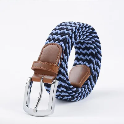 Factory Custom logo Stretch Fabric Belt for Men Women Child Elastic Strap with Metal Buckle for Jeans
