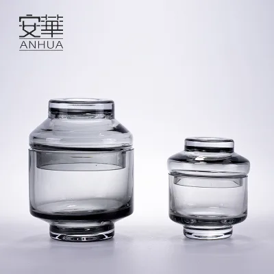 Modern Style Smoky Grey Glass Jar for Home Decoration for Anniversary Celebrations