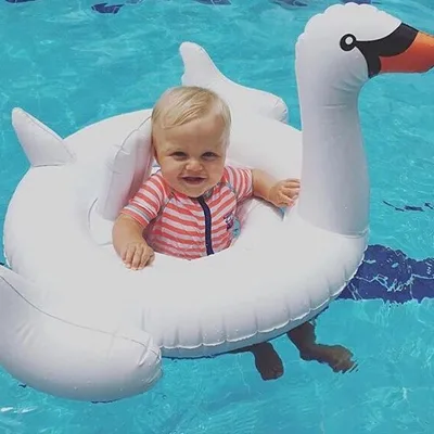 Factory Customized Baby Kids Children Inflatable White Swan Swimming Ring Water Float Fun Toy Ridable Pool Float Lounge