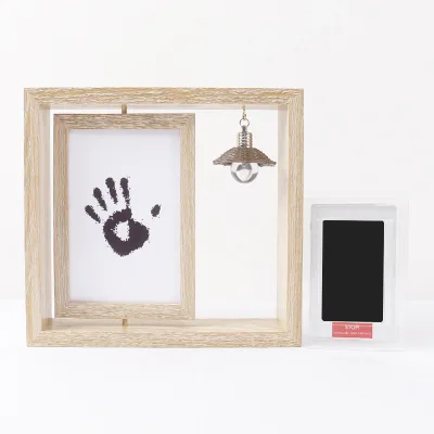 Creative Baby Rotating Photo Frame 360-Degree Memorial Table for Handprint and Footprint Baby Souvenir Product